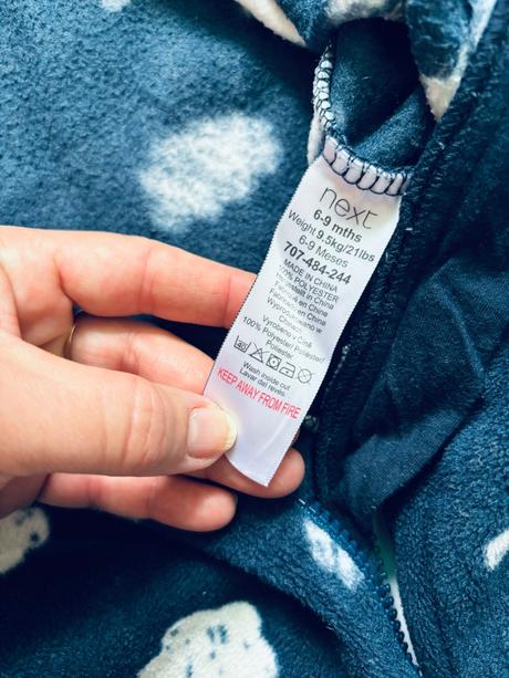 Overalek modro byli flecový - v.6/9 měs, next,74