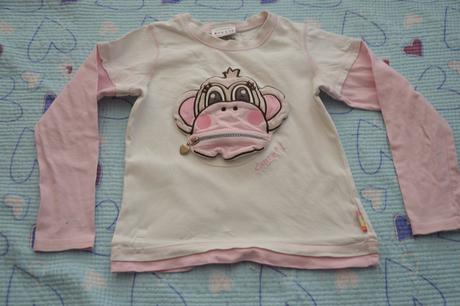 Bavlněné triko dl. rukáv, s aplikací opičky, kapsa, next,116
