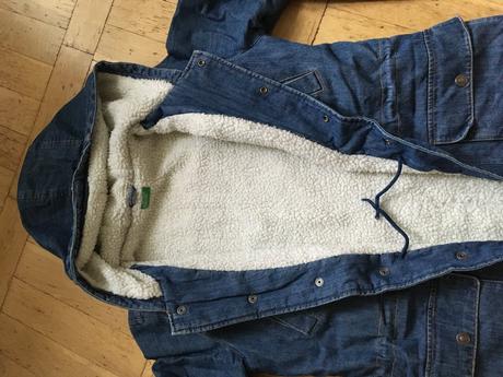 Jeansová bunda benetton zateplená, benetton,164