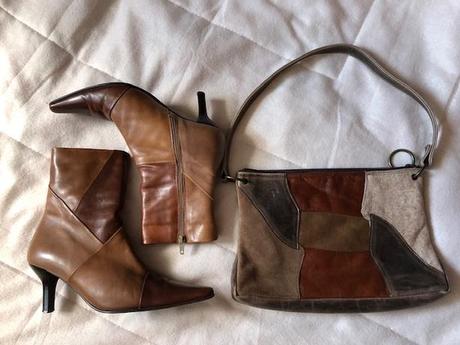 Kabelka sita s kousku ruznych barev,