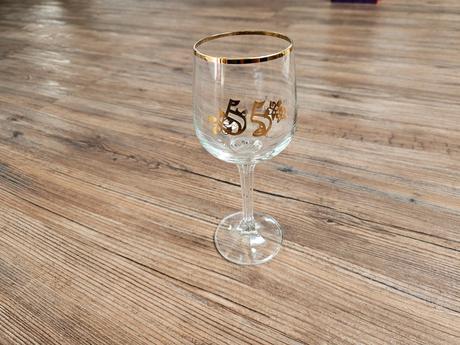 Sklenice sklenka na víno jubilejní 55 let pozlacen, 