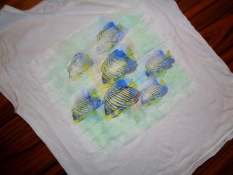 Krásné bílé tričko s rybkami ve vodě, zara,164