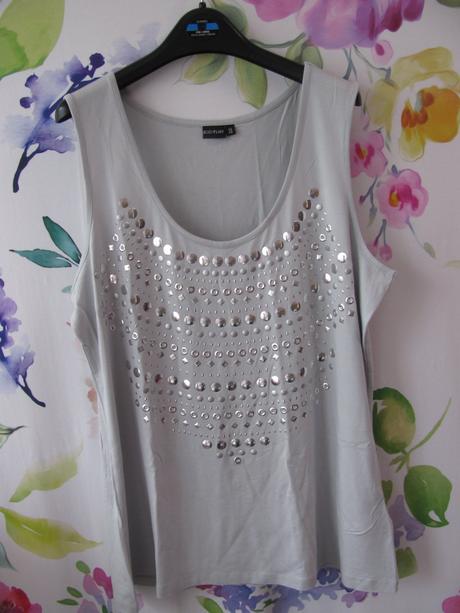 Dámský viskozový elastický top s pajetkami, bonprix,46