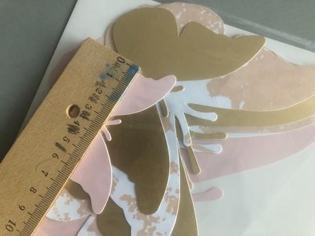 3d dekorace motýli pudrová růžová zlatá zeď strop, 