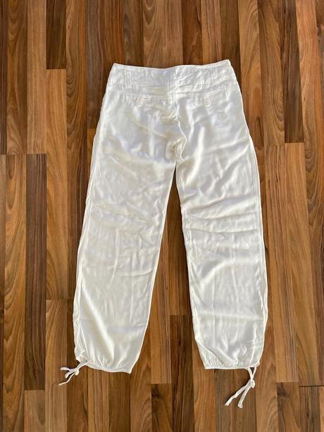 Bílé pohodlné kalhoty do tkanic, vel m, dromedar, dromedar,m