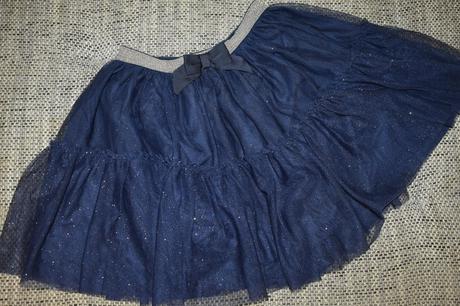 Tmavě modrá tylová sukně h&m s třpytkami, 134/146, h&m,134