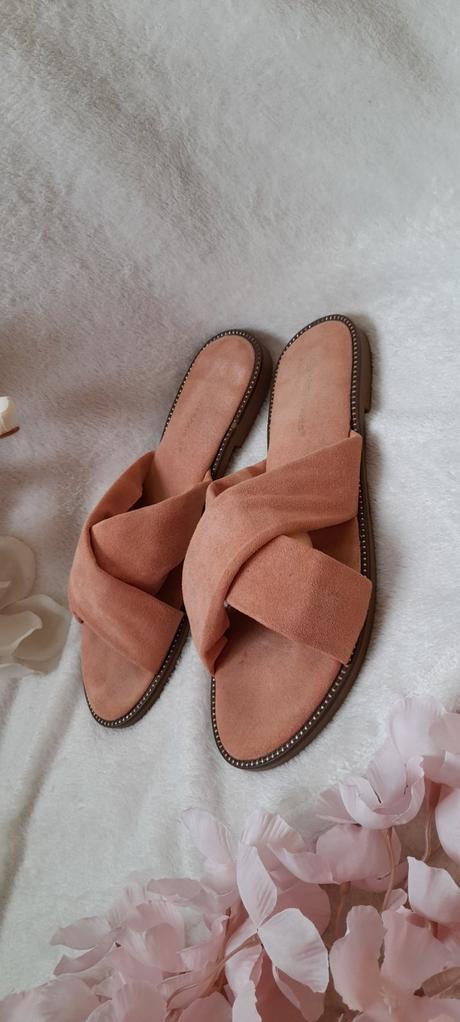 Dámské meruňkové páskové pantofle, 40