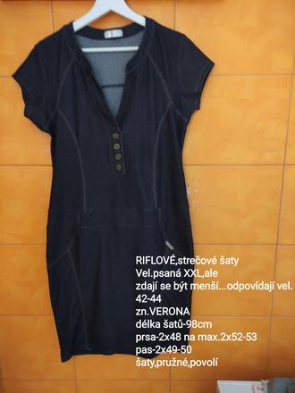 Riflové šaty- zn.verona,vel.42-44, 44
