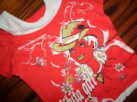 Super oranžové tričko s holkou 116/122, 116