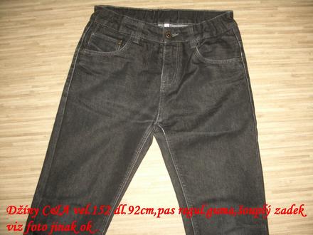Černé kalhoty-džíny vel.152, c&a,152