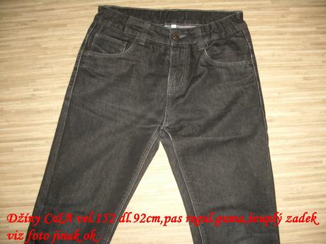 Černé kalhoty-džíny vel.152, c&a,152