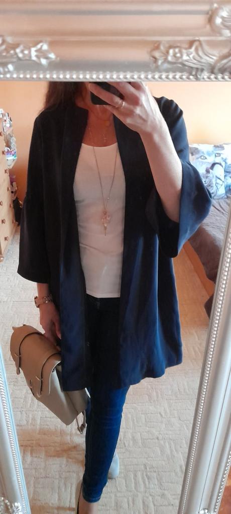 Elegantní dlouhý kabátek s kapsami, h&m,s
