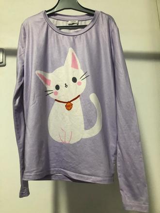 Fialové triko s kočkou, 140