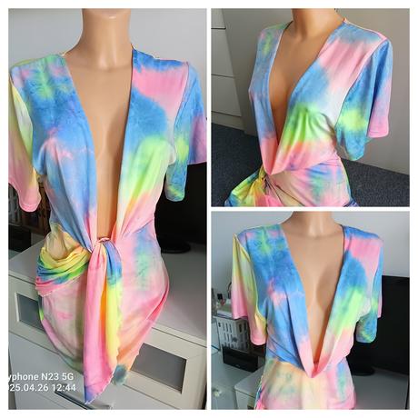 Tílko-mini šaty duhové vel."m", m