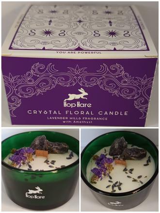 Magická květinová svíčka s krystaly - měsíc,