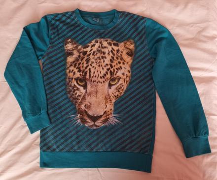 Modro-zelená mikina s gepardem, 146