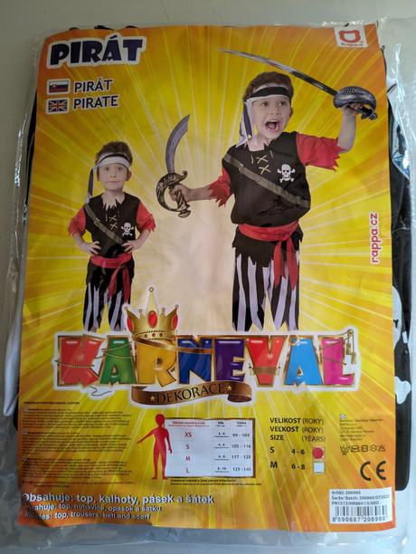 Karnevalový kostým pirát vel. 4 - 6 let, 