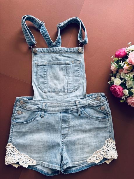 Krásné laclové šortky džínové - v.152, denim,152