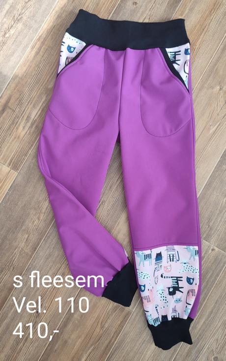 Zimní softshellové kalhoty s fleesem vel.110, 110