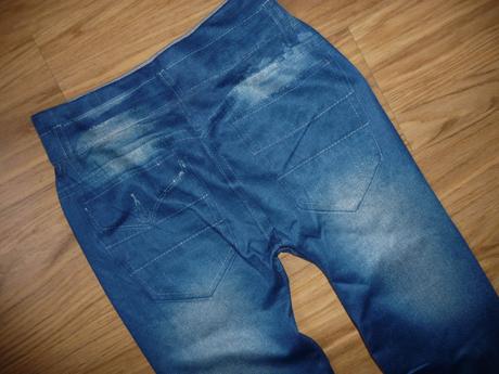 Jeans efekt dívčí/dámské legíny s motýly na 13-14l, 164
