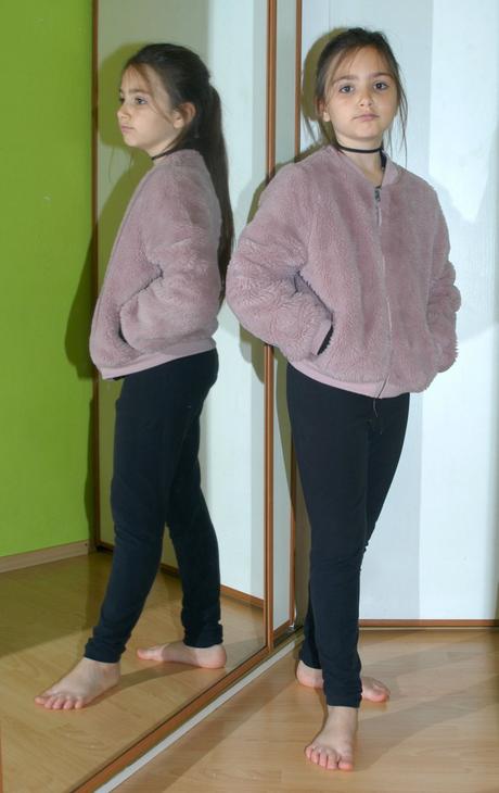 Starorůžový chlupatý kožíšek na jaro/podzim, pepco,140