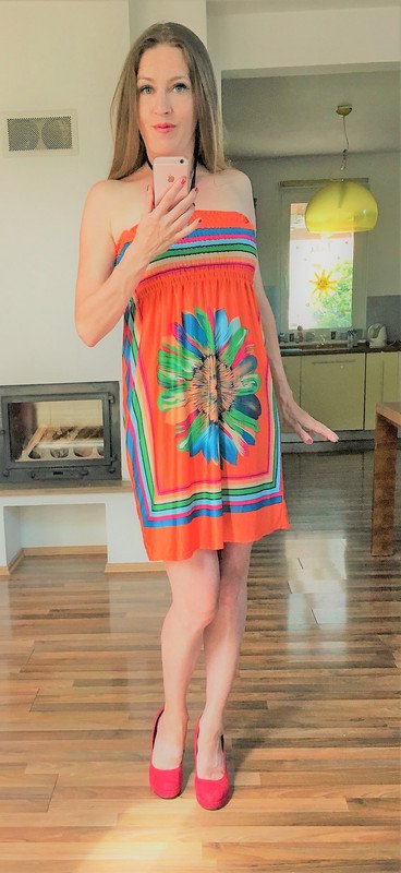 Oranžové letní šaty, vel uni xs-l, 