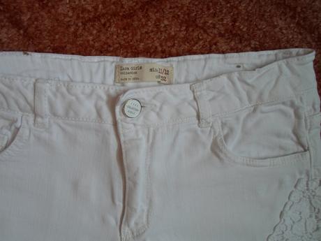 Bílé kraťasy kraťásky šortky s krajkou, zara,152