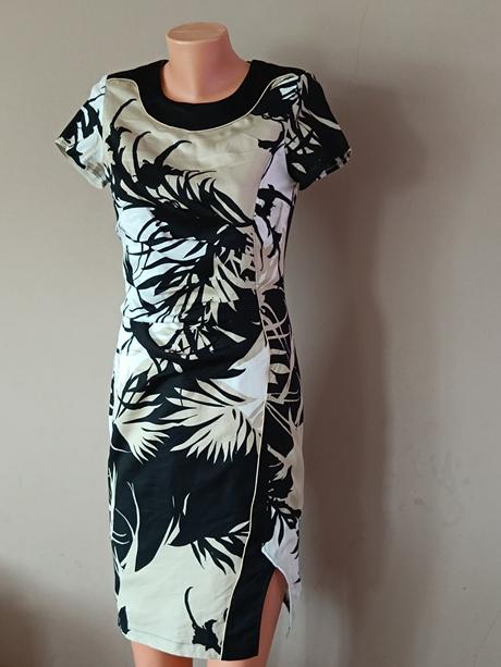 Béžovočernobílé šaty společenské 38/10, m