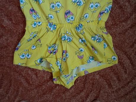 Žlutý letní overal overálek sponge bob, primark,128