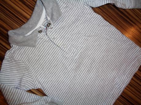 Luxusní šedobílé pruhované tričko s límečkem, topomini,86