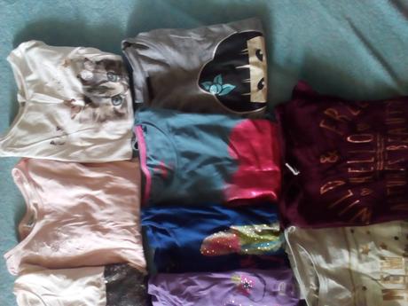 12 x tričko dlouhý rukáv, h&m,134