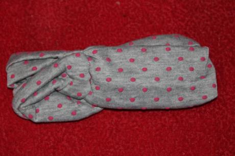 Dívčí zateplená čelenka námořnický uzel puntíky,