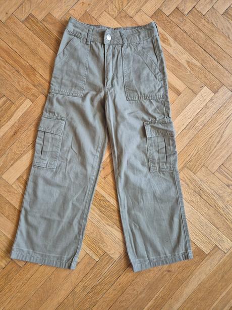 2x plátěné kalhoty, 128