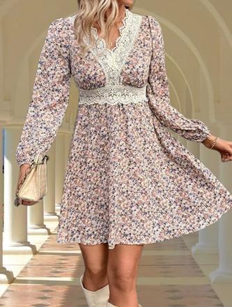 Romantické kvítkové šaty zdobené krajkou, l