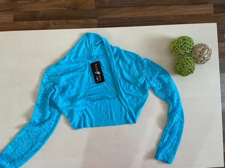 Nové modré bolerko s krajkou, vel uni xs/m, italia, s