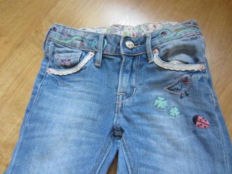 Beruškové zaplátové džíny, rifle, h&m,98