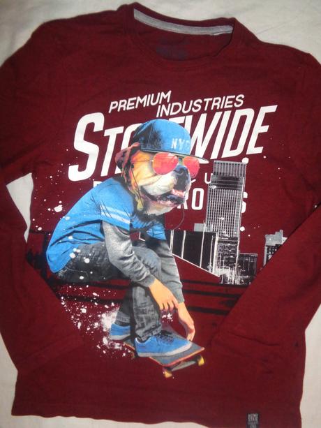 Luxusní vínové tričko s pejskem skejťákem 146/152, c&a,146