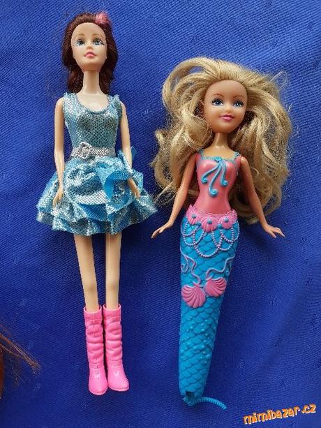Dvě panenky, různé, barbie, mořská panna,