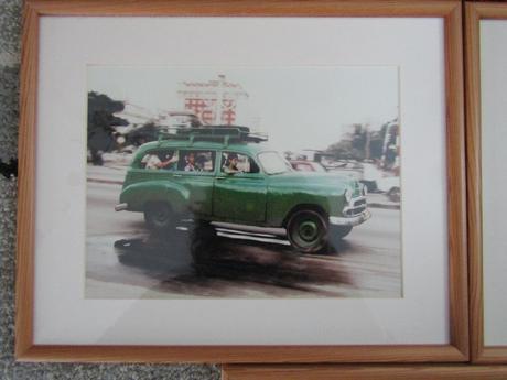 3 x zasklené obrazy retro auta, 