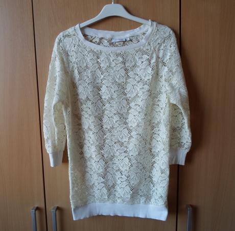 Bílá krajková mikina halenka svetr, next,s