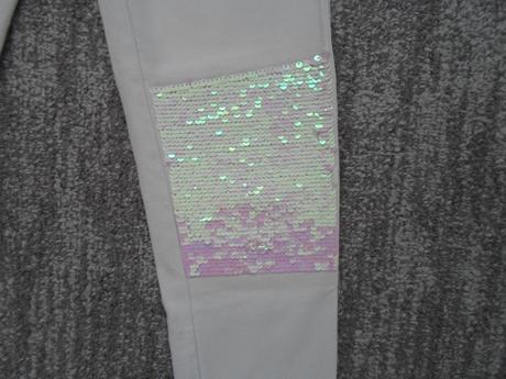 Bílé legíny tregíny džegíny kalhoty skinny s flitr, h&m,158