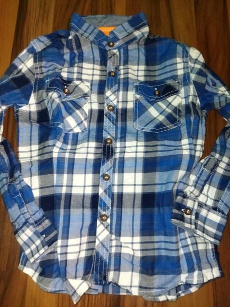 Modrá kostkovaná košile s dlouhým rukávem 110 next, next,110