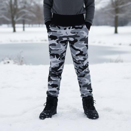 Zimní softshellové kalhoty do sněhu, maskáč/černá, 86 - 152