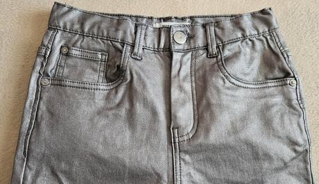 Dívčí strečové stříbrné kalhoty, vel.152, reserved, reserved,152