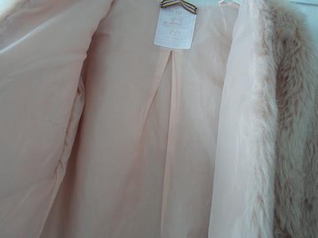 Růžový chlupatý kabát kabátek bunda, tu,152