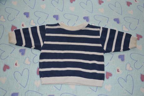 Bavlněný proužkatý svetr, h&m,74