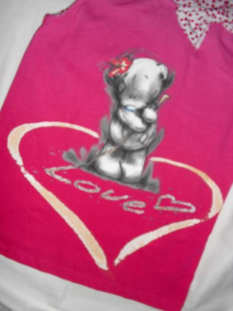 Krásný růžový topík s medvídkem, 128