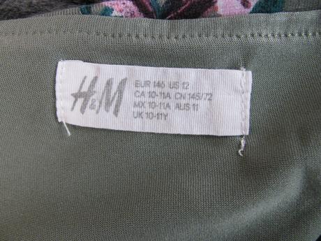 Letní khaki kalhotový pružný overal s kytičkami, h&m,146