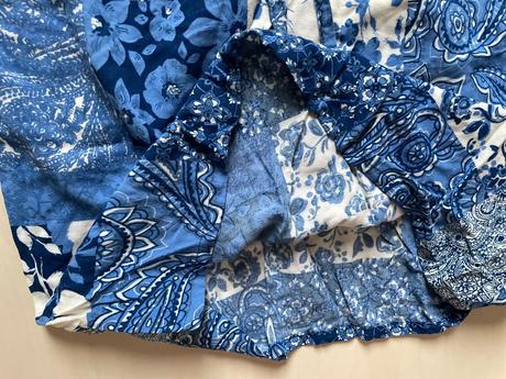 Modrá vzor letní šaty, vel neuvedena cca s i méně, s