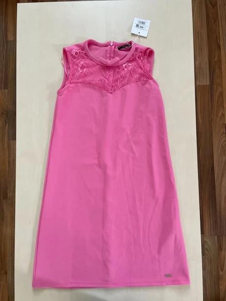 Nové růžové šaty s mašlí a krajkou, vel xxs, mohit, mohito,xs